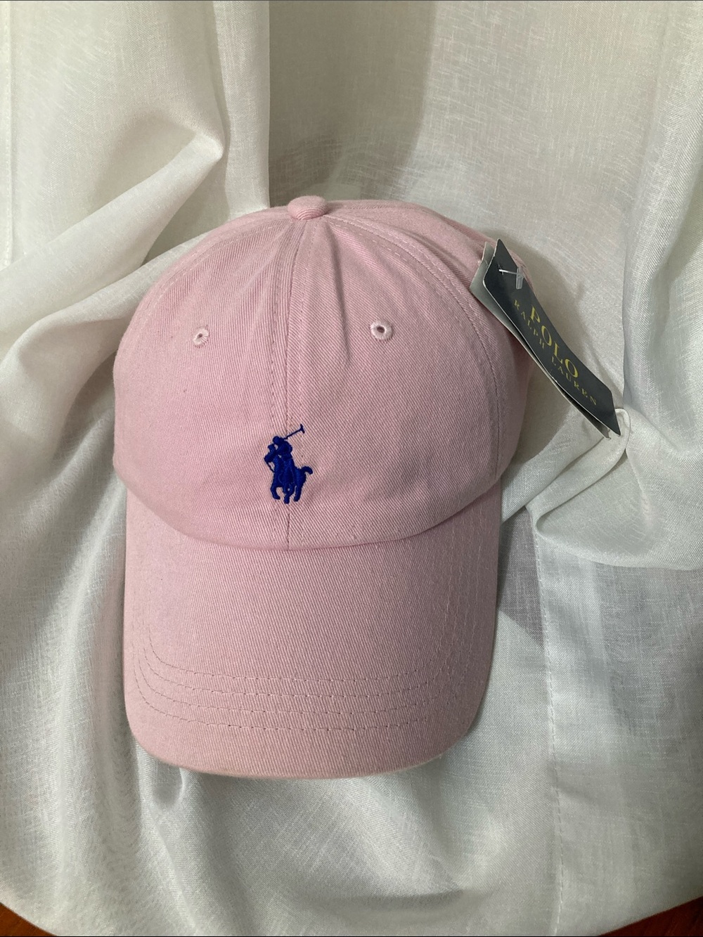 Ralph Lauren Light Pink Cap with Navy Pony Embroidery